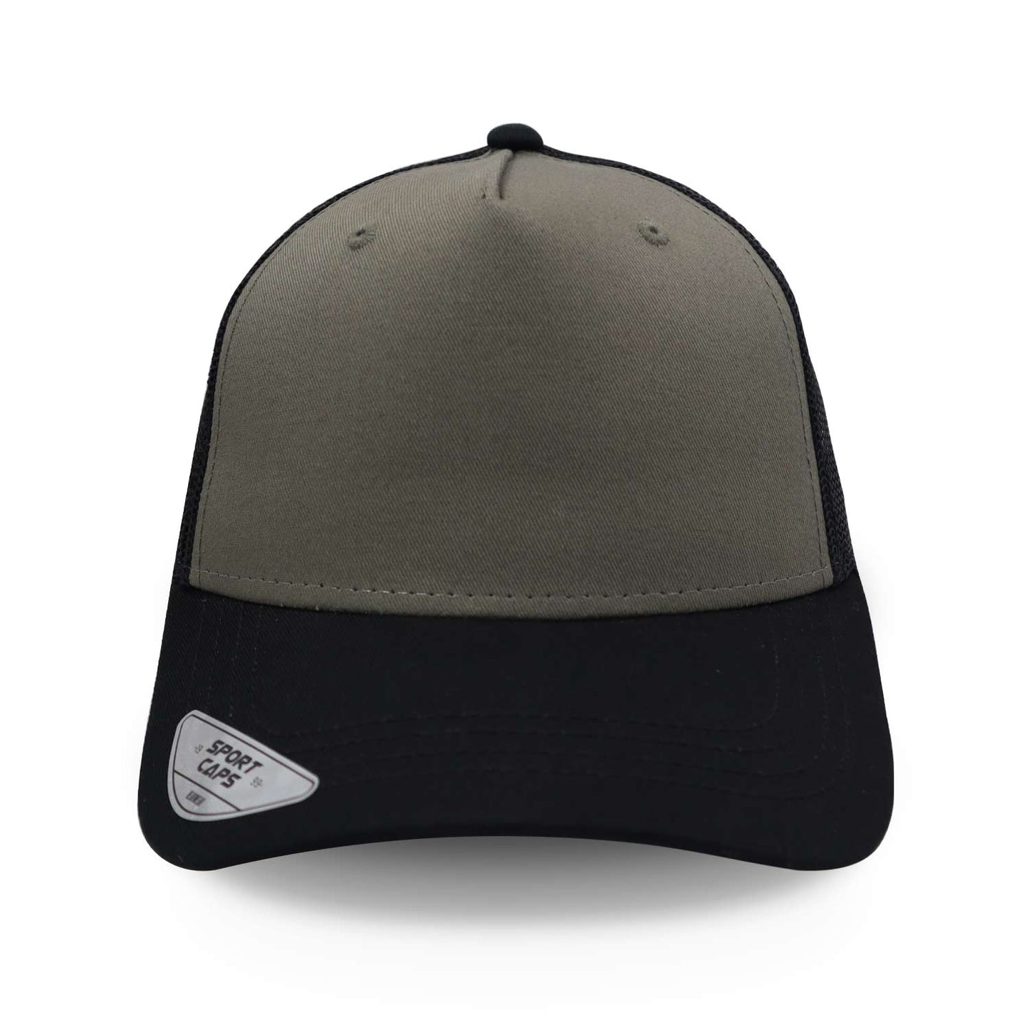Gorra Sport Caps Trucker 5 Panel Olivo/ Negro Unitalla