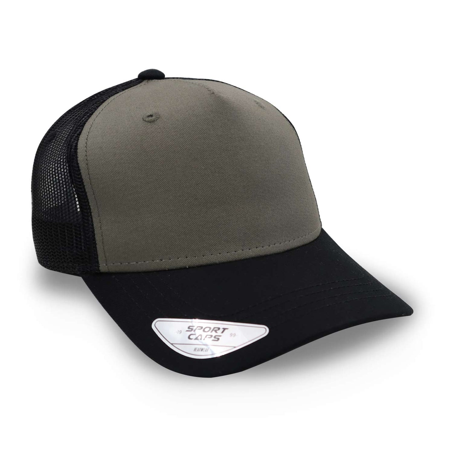 Gorra Sport Caps Trucker 5 Panel Olivo/ Negro Unitalla