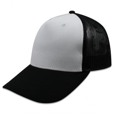 Gorra Sport Caps Trucker 5 Panel Negro/Blanco Unitalla