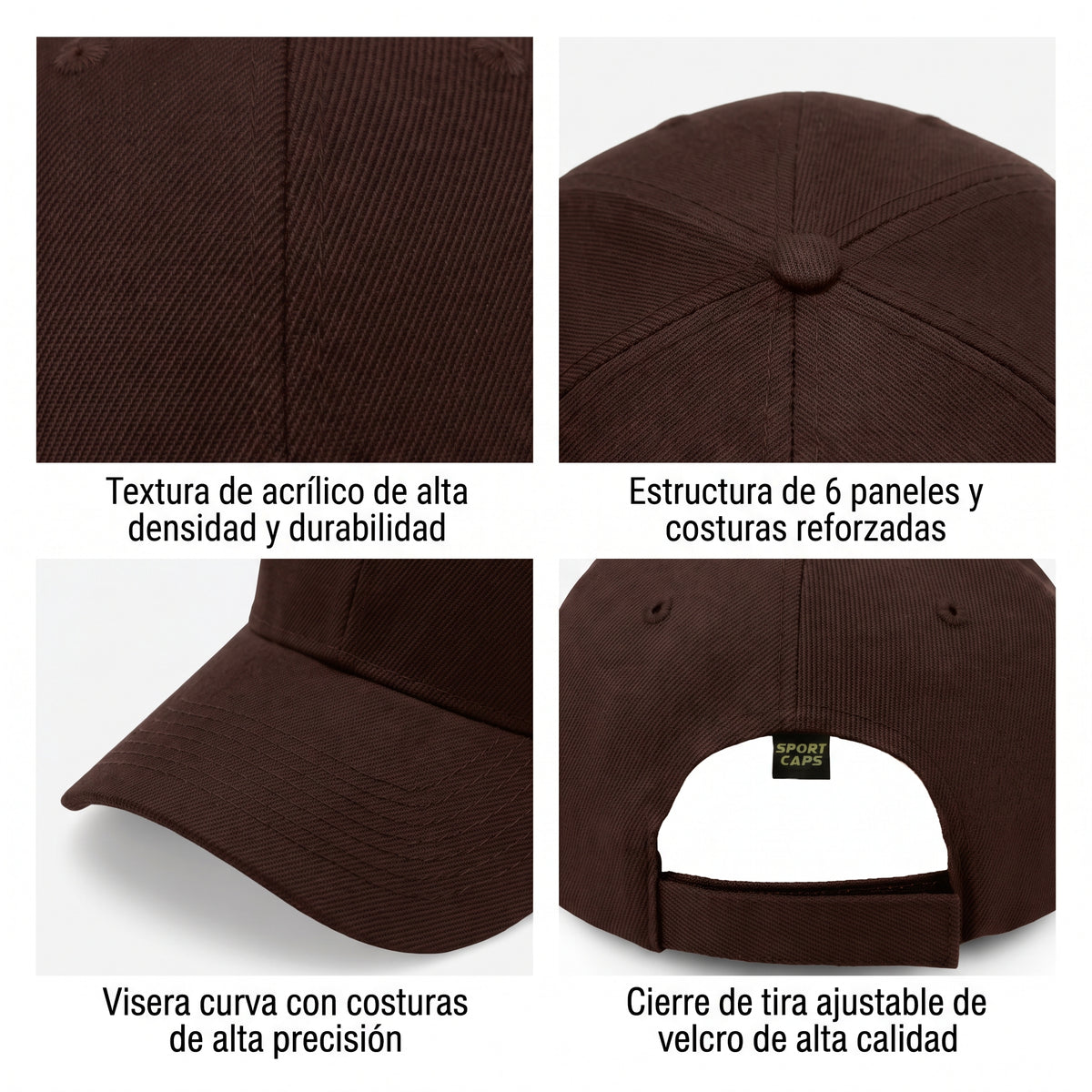 Gorra Sportcaps Clásica Acrílico Copa Alta Café Unitalla