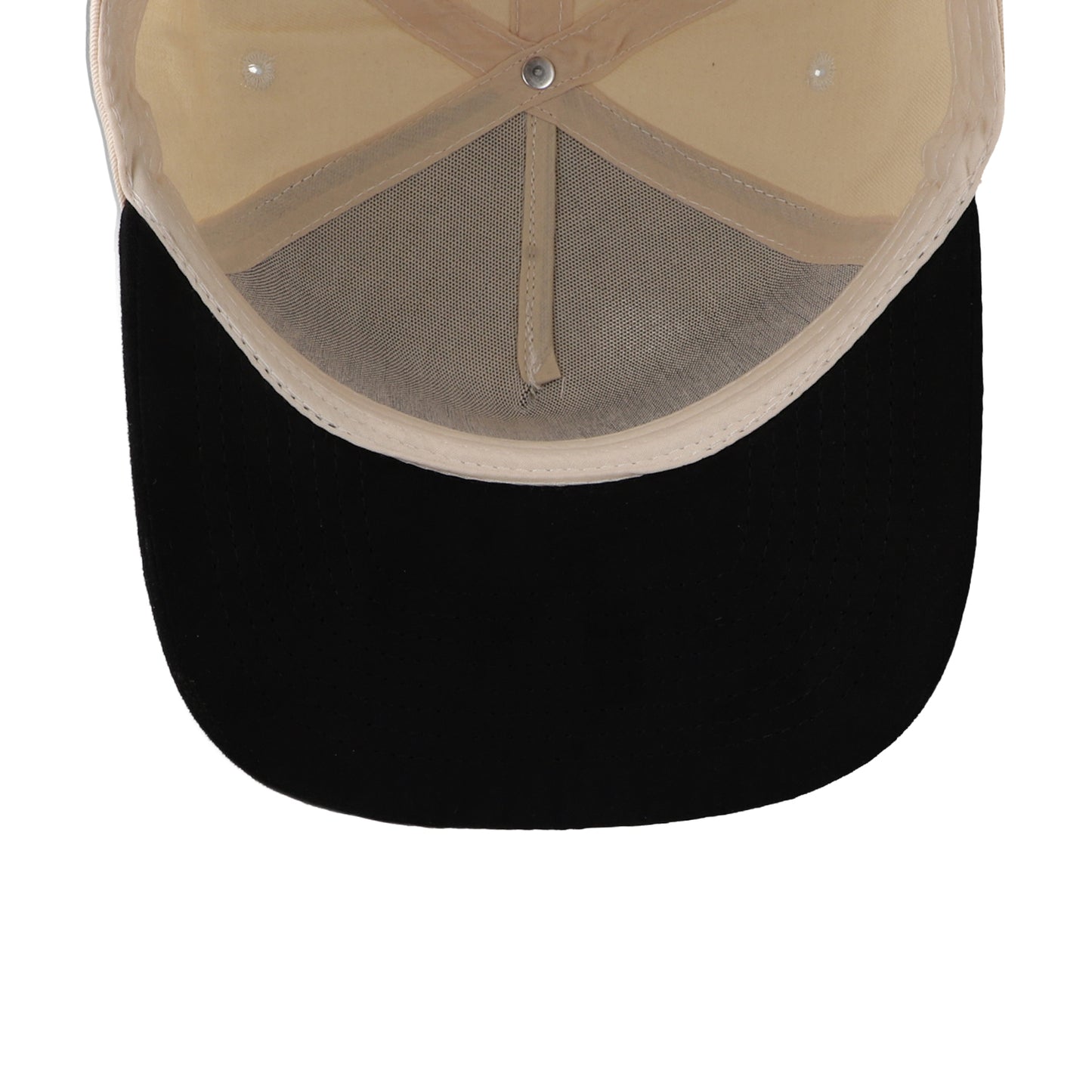 Gorra Sportcaps de 5 Paneles Crema y Visera de Gamuza Negra Ajustable