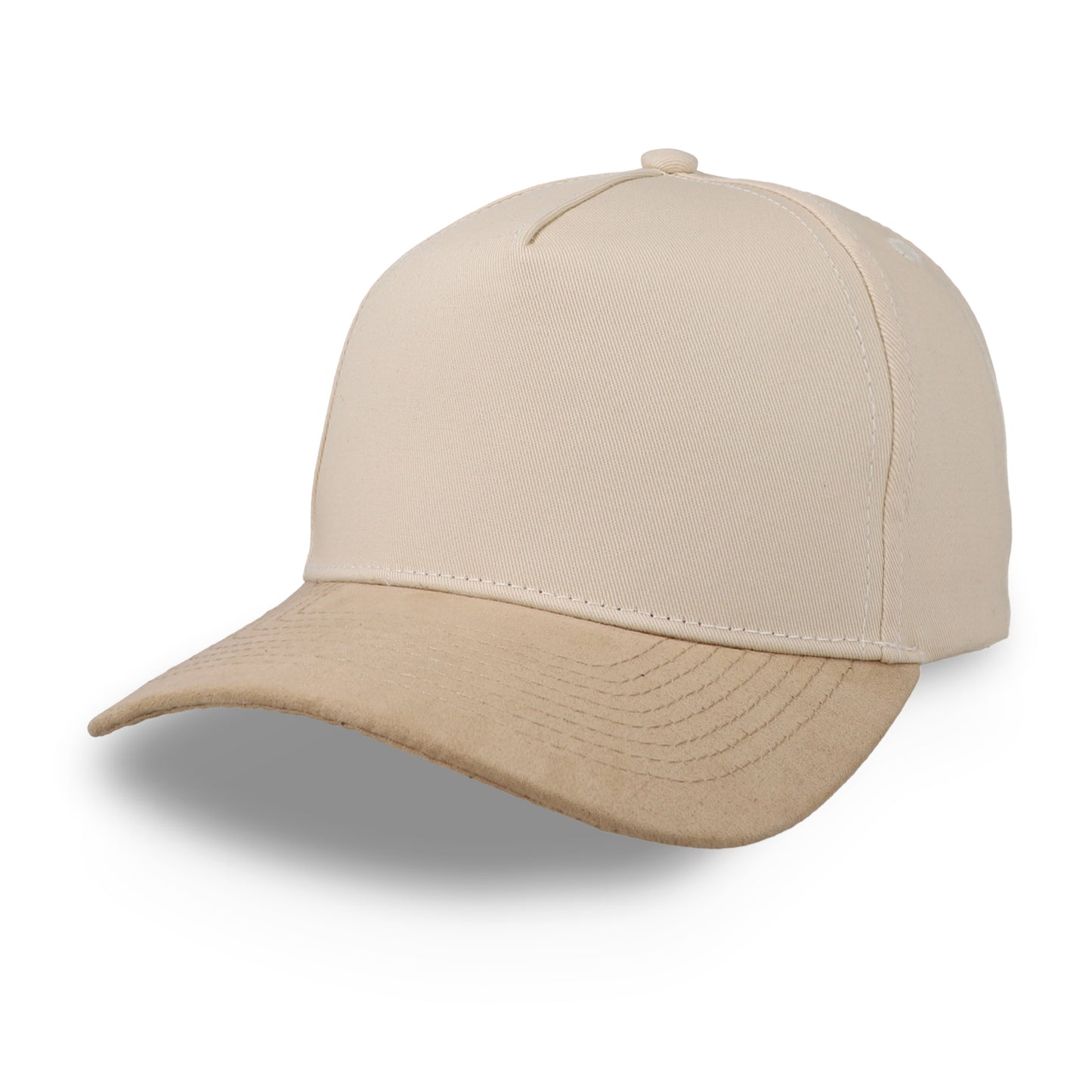 Gorra Sportcaps de 5 Paneles Crema y Visera de Gamuza Café Ajustable