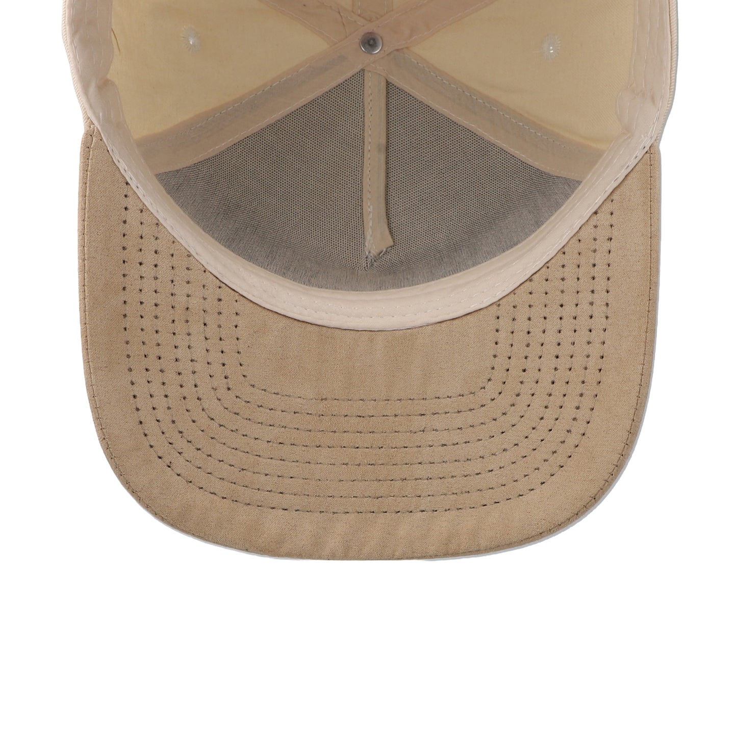 Gorra Sportcaps de 5 Paneles Crema y Visera de Gamuza Café Ajustable