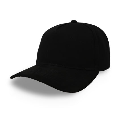 Gorra Sportcaps de 5 Paneles Totalmente Negra con Visera de Gamuza Ajustable