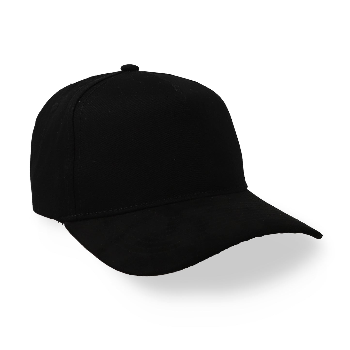 Gorra Sportcaps de 5 Paneles Totalmente Negra con Visera de Gamuza Ajustable