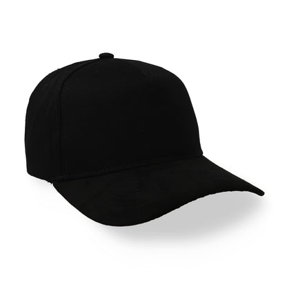 Gorra Sportcaps de 5 Paneles Totalmente Negra con Visera de Gamuza Ajustable