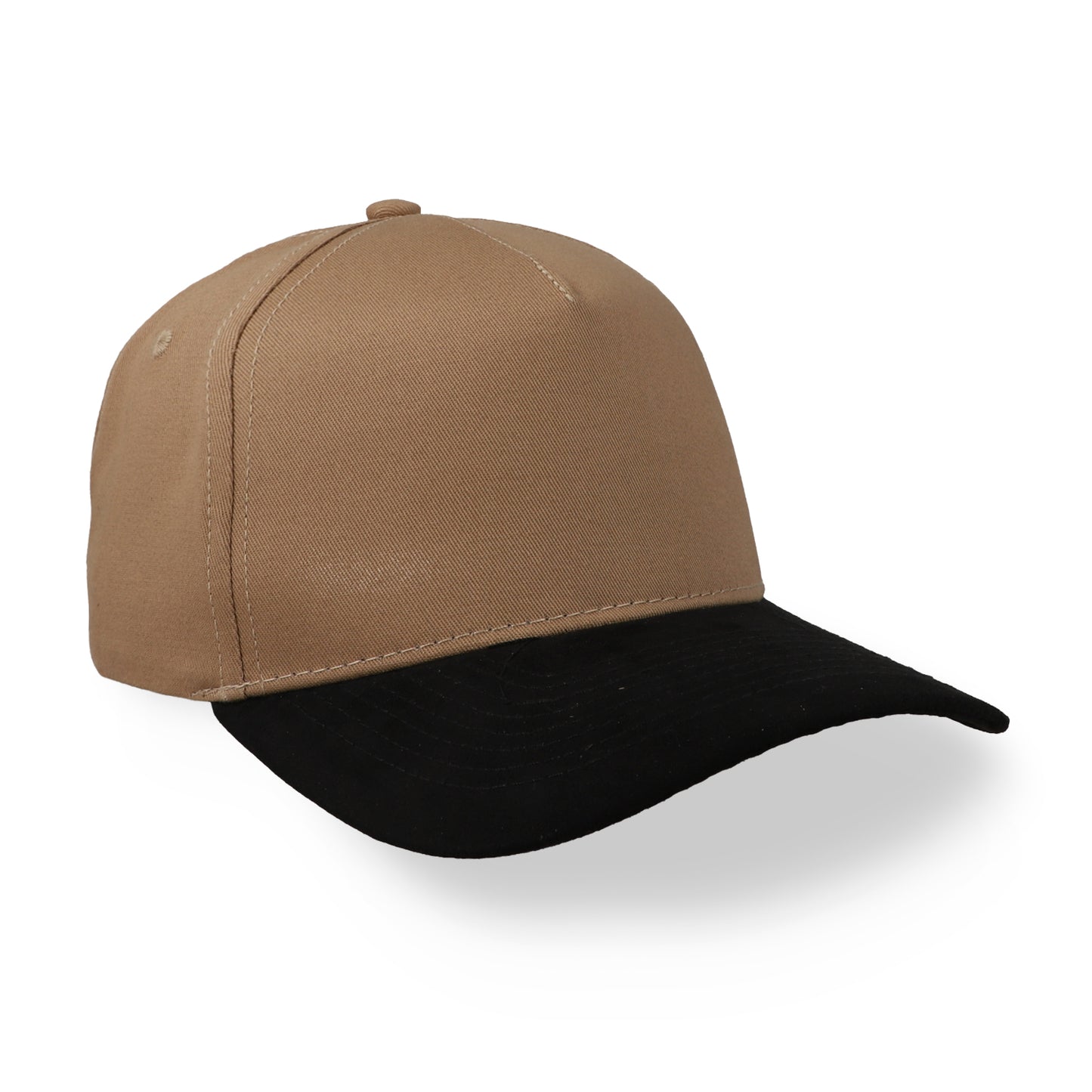 Gorra Sportcaps de 5 Paneles Café y Visera de Gamuza Negra Ajustable