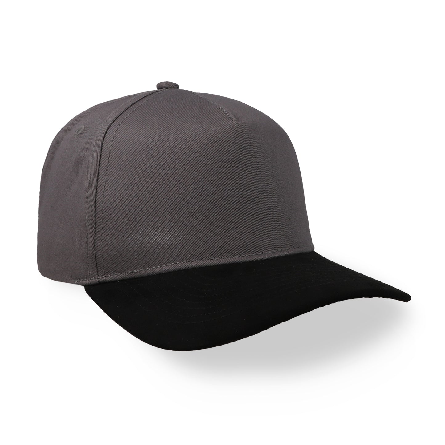 Gorra Sportcaps de 5 Paneles Gris Oscuro y Visera de Gamuza Negra Ajustable