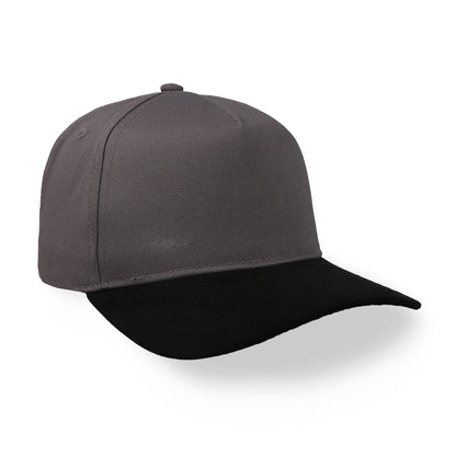 Gorra Sportcaps de 5 Paneles Gris Oscuro y Visera de Gamuza Negra Ajustable