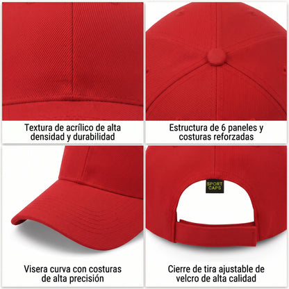 Gorra Sportcaps Clásica Acrílico Copa Alta Rojo Unitalla