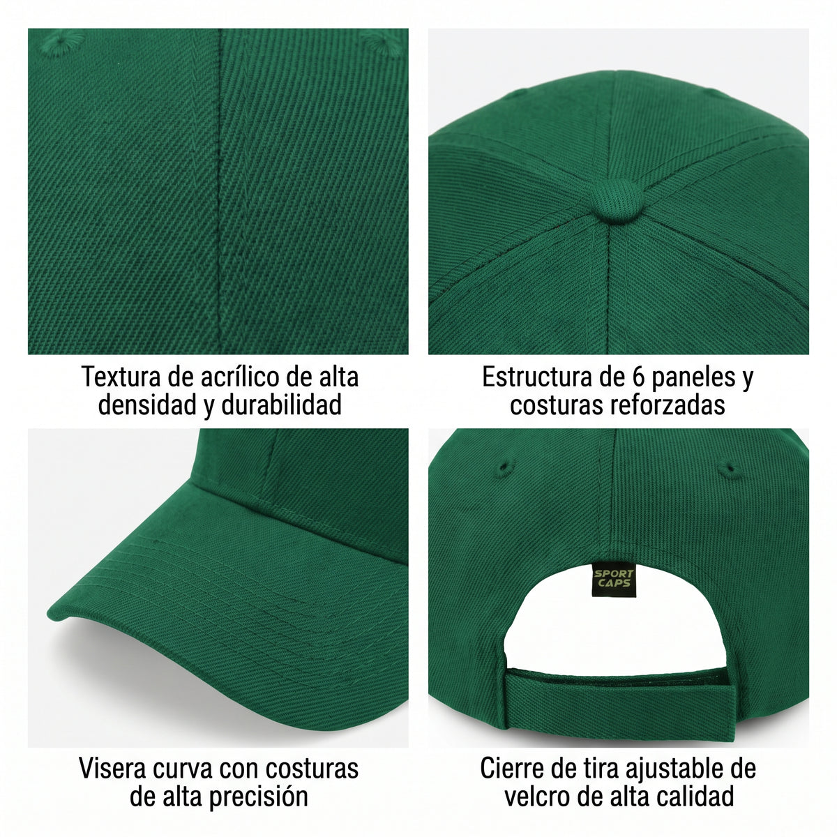 Gorra Sportcaps Clásica Acrílico Copa Alta Verde Bandera Unitalla