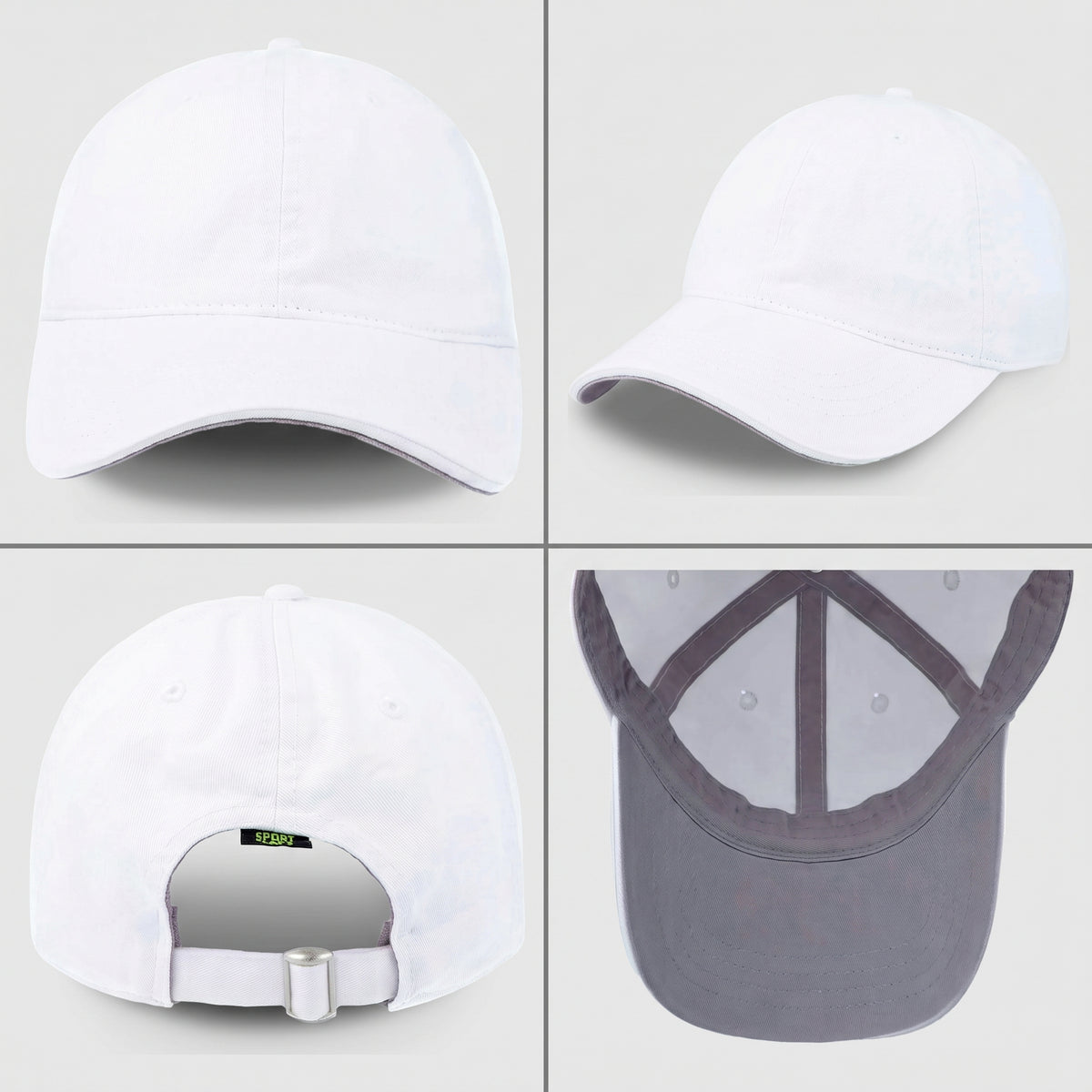 Gorra Sportcaps Clásica Algodón Copa Baja Blanco Unitalla