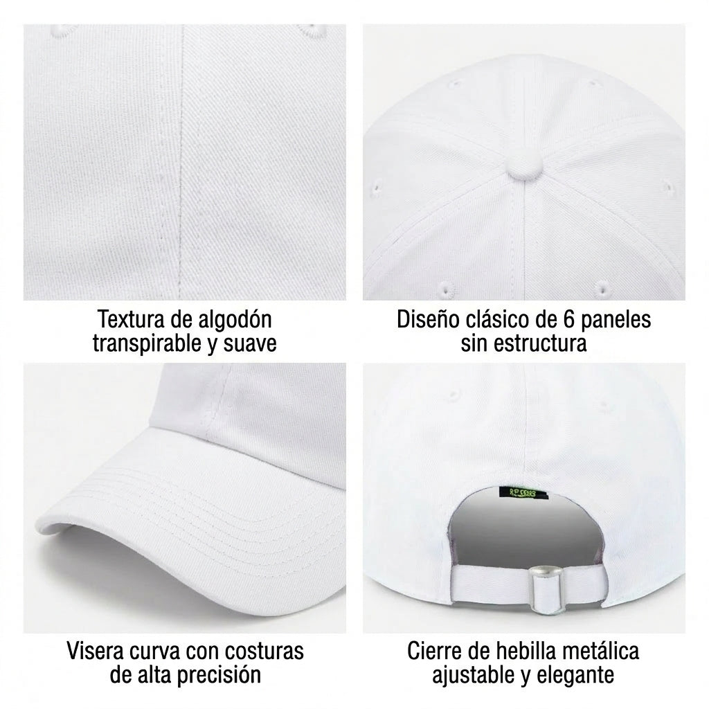 Gorra Sportcaps Clásica Algodón Copa Baja Blanco Unitalla