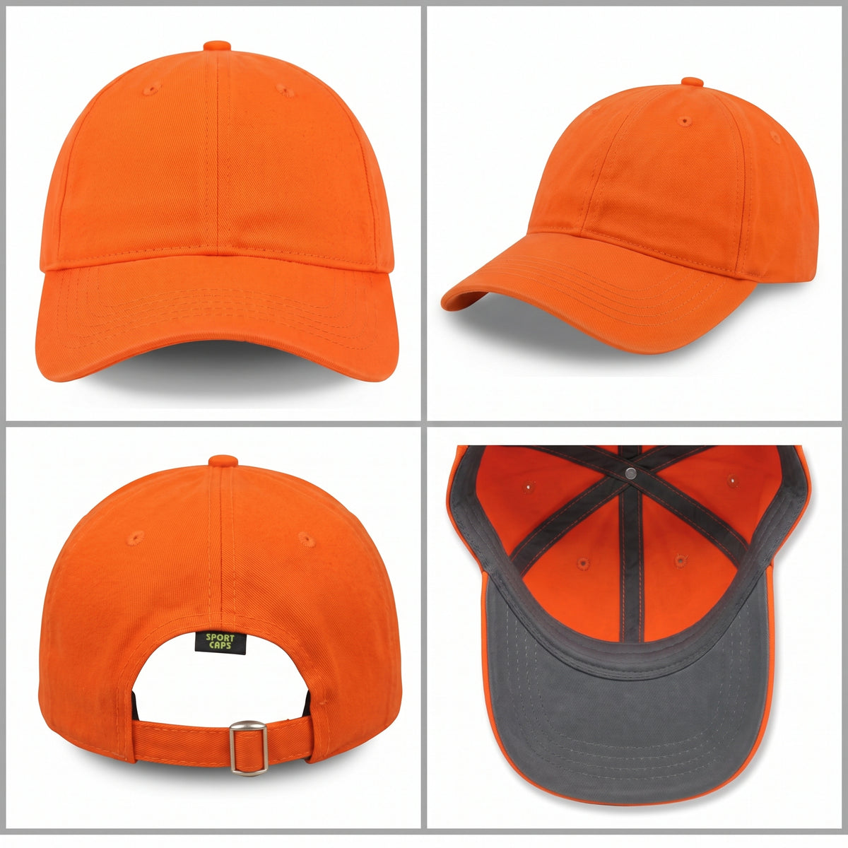 Gorra Sportcaps Clásica Algodón Copa Baja Naranja Unitalla